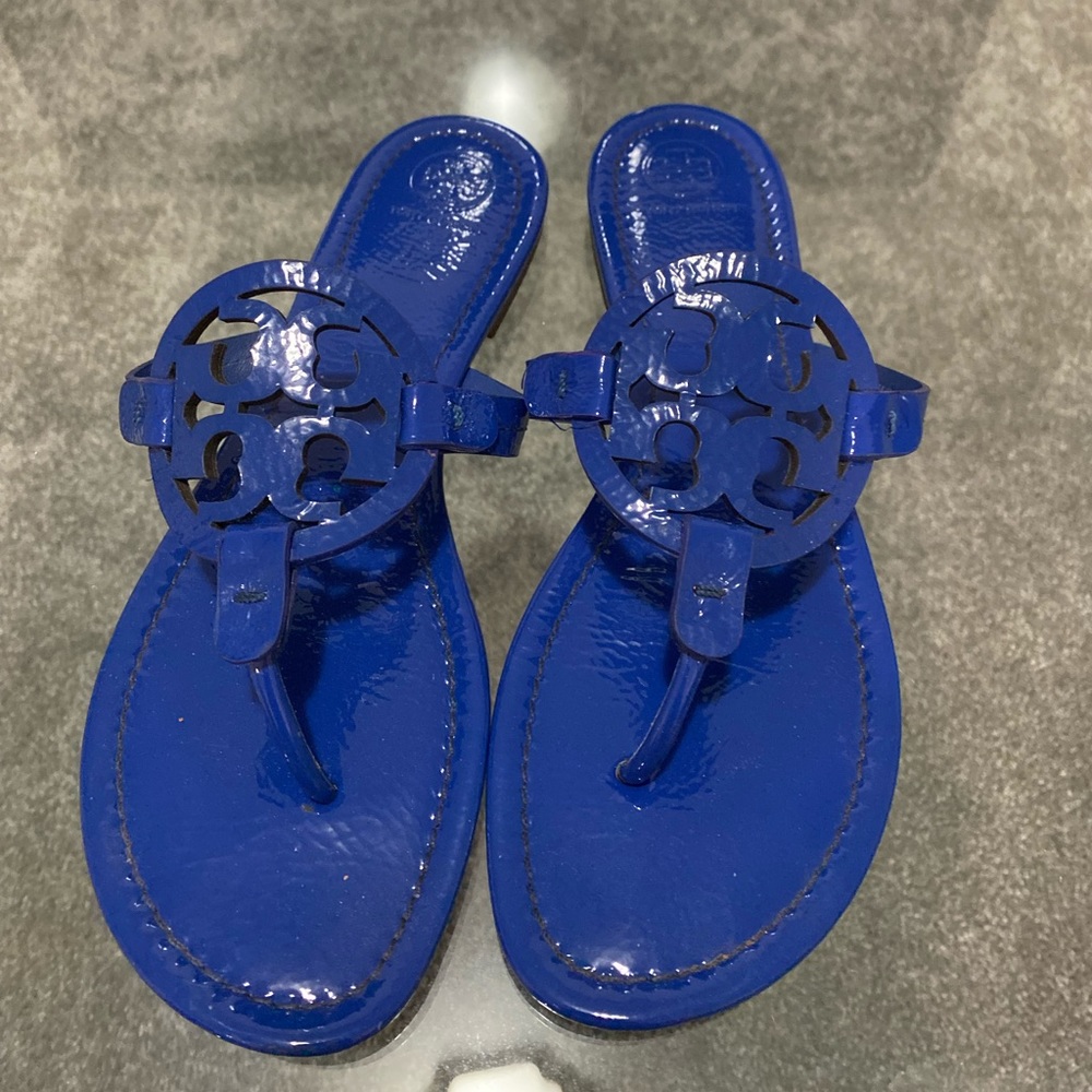 Tory Burch Miller sandals patent Royal Blue 10